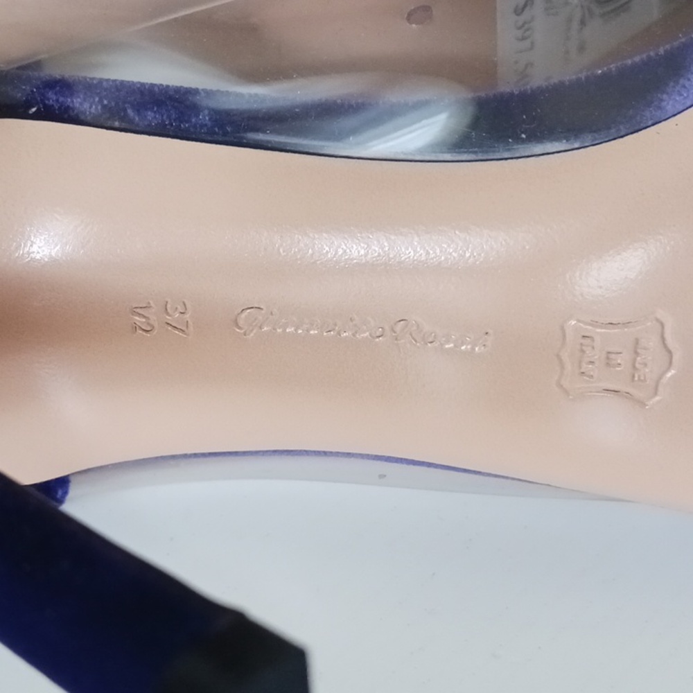 NWT Gianvito Rossi Velluto Violet Plexi Pump Size 37.5 - Picture 9 of 15